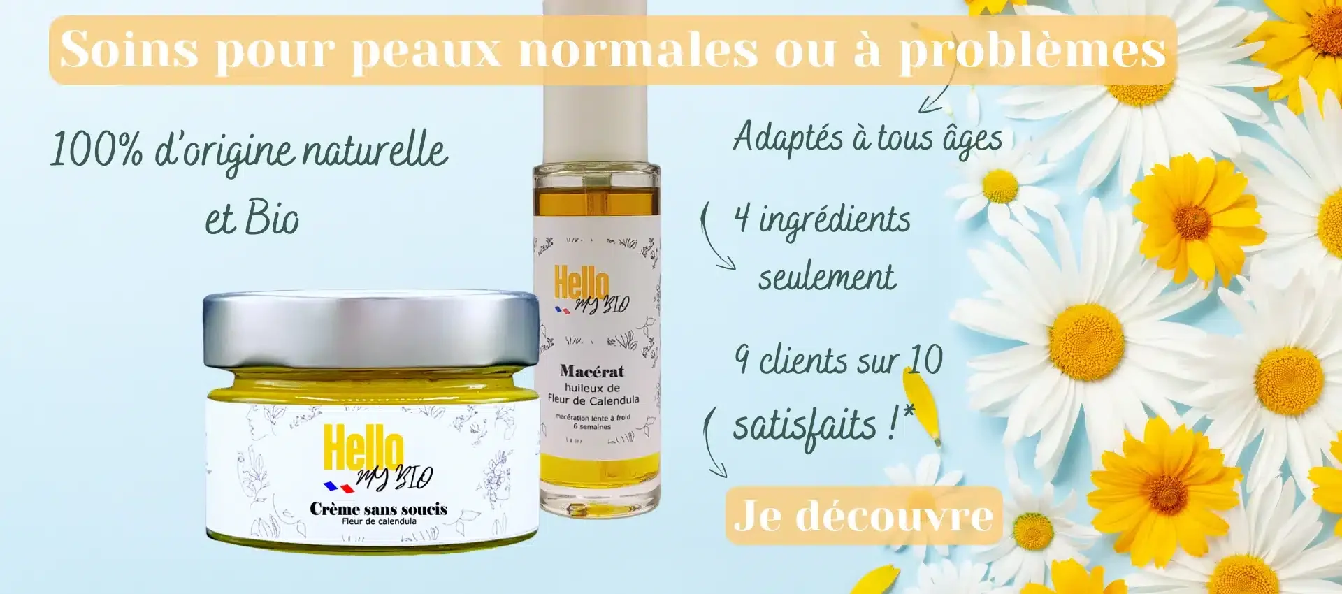 pot de crème sans soucis et flacon de macérât huileux de Calendula